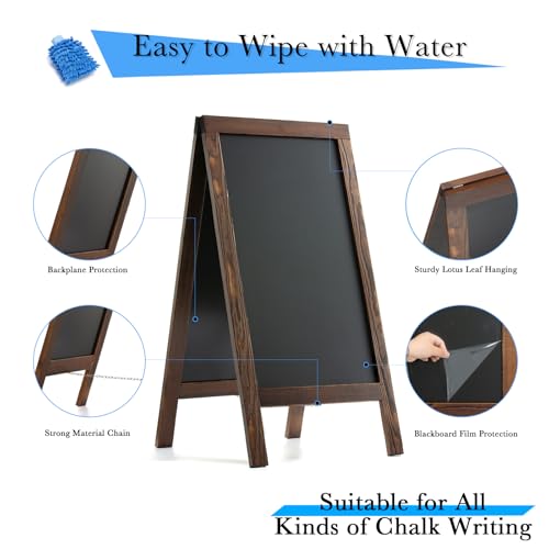 DAHAPYBOO Sandwich Board 48"x24" Solid Pine Wood Rustic Brown,Chalk Board Sign Board,Sandwich Board Signs Outdoor, Chalkboard Easel,A Frame Chalkboard Sign