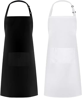 Syntus Adjustable Bib Apron with 2 Pockets Cooking Kitchen Aprons for Women Men Chef