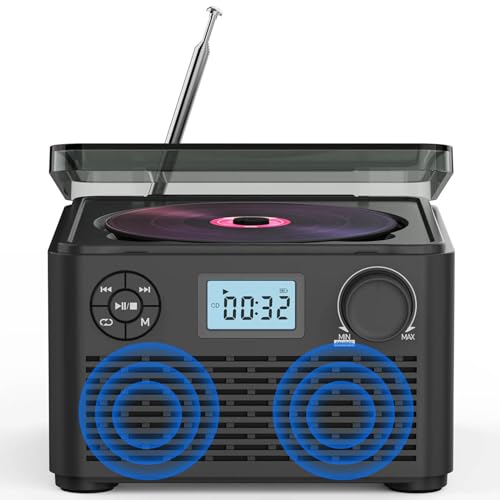 Boombox de CD con Bluetooth, reproductor de MP3/CD y radio FM, batería recargable, solución versátil de audio para el hogar