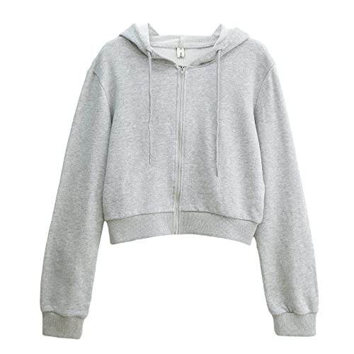 Amazhiyu Women's Cropped Zip up Hoodie
