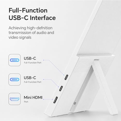 Image of KTC Portable Monitor 15.6 Inch, 1080P FHD USB-C HDMI Laptop Screen for Laptop Phone Mac PS5 Xbox Switch, IPS HDR Travel Second Screen Monitor Extender with Speakers, White, H15F8