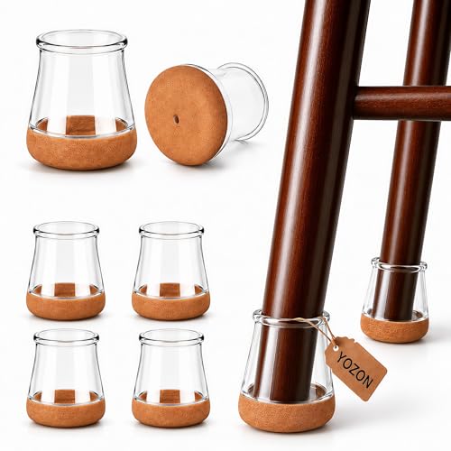 YOZON Chair Leg Floor Protectors for Hardwood Floors Felt Furniture Pads Silicone Caps 32 Pack Anti-Scratch Reduce Noise Clear Round Medium Fit 3/4' to 1-3/16' (19-30mm)