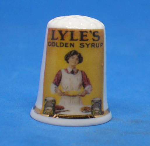 Birchcroft - Dedal coleccionable de porcelana china - Póster publicitario Lyles Golden Syrup - Caja domo