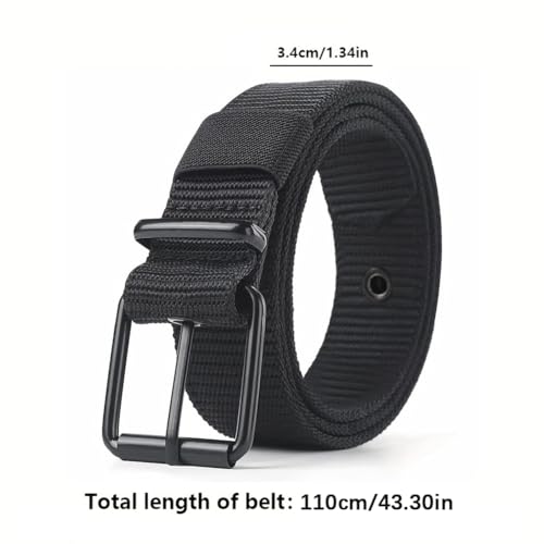 Men's Nylon Jeans Web Belts,Classic Ratchet Waistband,Stretchy Causal Belts with Black Metal Buckle2
