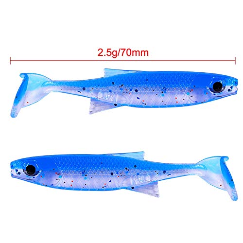 Onewell 10pcs / Set Cebo Artificial False T Tail Fish Shape Realista Silicona Suave Señuelo Accesorios de Pesca