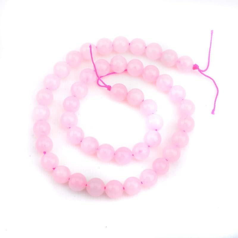 Miniatura 4 de Cuentas de cristal para hacer joyas, cuentas de cuarzo rosa natural a granel, cuentas de piedra rosa redondas lisas de 0.315 pulgadas para pulseras,