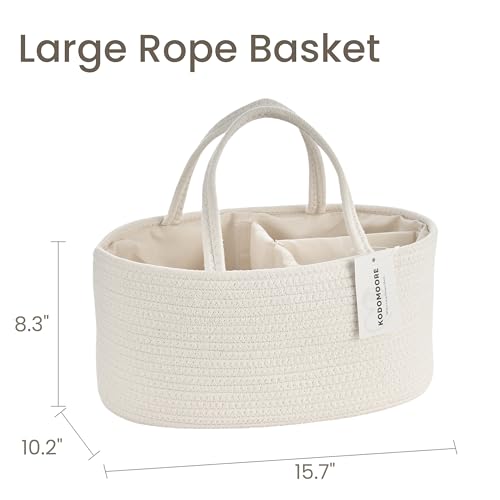 Image of Diaper Caddy Organizer, Empty Gift Basket for Newborn Essentials, Baby Storage Basket, Stylish Gift Bag for Baby Shower, Boys and Girls - Large, Off White