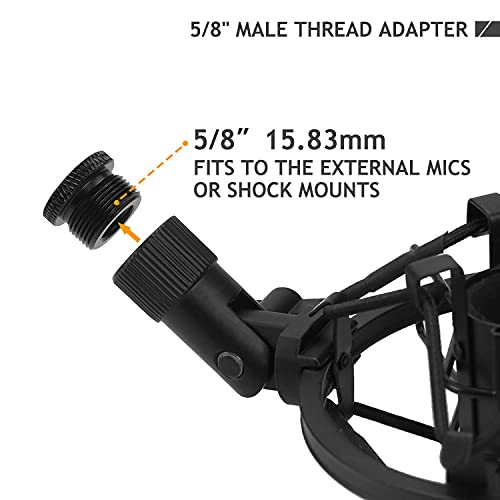 2 Pack Screw Thread Adapter, 5/8" Male To 3/8" Female Mic Screw For Blue Yeti/Blue Snowball/Blue Yeti X Microphone Stand Mount By Frgyee (Black) #TOP3