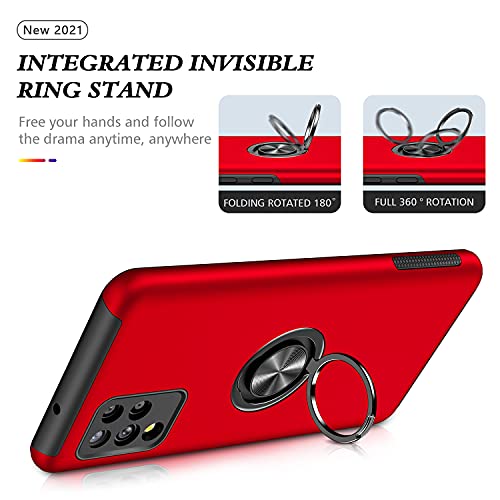 Image of Galaxy A42 5G Case for Samsung A42 Case Military Grade Shockproof Built-in Ring Holder Kickstand Car Mount Armor Heavy Duty Protective Case for Galaxy A42 Phone Case (Red)