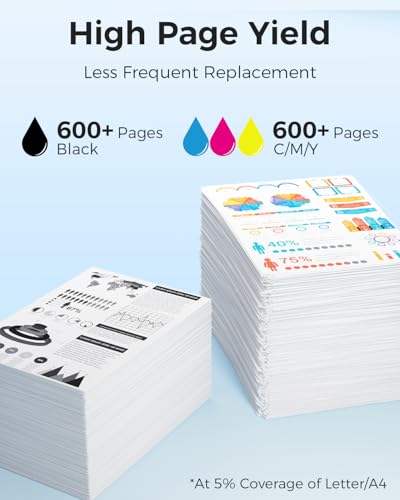 Image of 5 Pack High Yield LC501XL LC501 Ink Cartridges for Brother Printer MFC-J1360DW MFC-J1410DW MFC-J1260W Replacement for Brother LC501XL LC501 Series Inks, Up to 3000 Pages(2BK /C /M /Y)