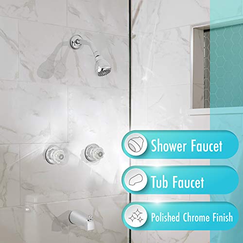 Aqua Vista 10SHO1H-CH-AV Acrylic Knobs Tub and Shower Faucet Trim Kit, Polished Chrome Two Handle by Aqua Vista - Image 2