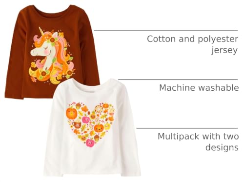 Image of The Children's Place Baby and Toddler All Holidays,Birthdays Long Sleeve Graphic T-Shirts,2 Pack