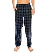 TINFL Cotton Long Short Lounge Pants for Men - 100% Woven Soft Plaid Check Lounger Sleeping Pajam...