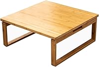 Vista 1 de Mesa baja plegable multifunción de bambú estilo japonés, mesa de té cuadrada con patas plegables, mesa de comedor pequeña plegable para el hogar