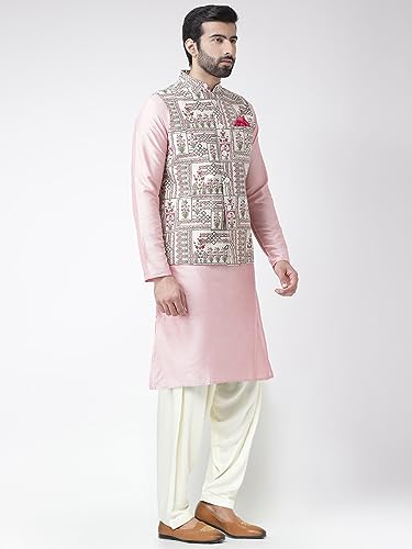 Men's Kurta Jacket Set - Indian Ethnic Kurta Pyjama with Nehru Jacket Set for Weddings & Festive Occasions3