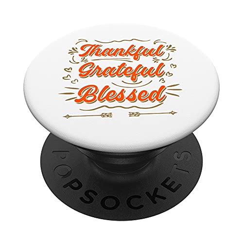 Agradecido agradecido bendito Acción de Gracias, hombres, mujeres y niños PopSockets PopGrip Intercambiable