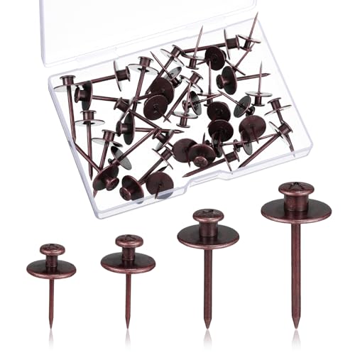 Image of Zhengmy 40 Pcs Double Headed Picture Hangers Nails 4 Size Long Thumb Tacks Wall Nails for Hanging Pictures Decorative Push Pins Hooks for Drywall Photo Office Home Decor, 20 /30 / 40 / 50lb (Copper)