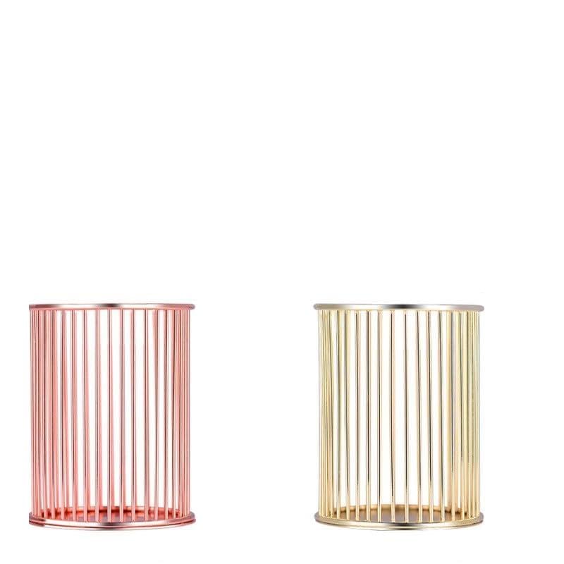 Portapenne, scrivania da ufficio dorata, contenitore for articoli di cancelleria, gabbia for bacchette in metallo minimalista nordico, creativo(3-Pack)