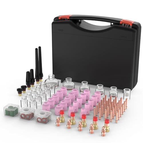 YESWELDER 123 Pcs TIG Welding Torch Stubby Gas Lens Glass Cup Kit