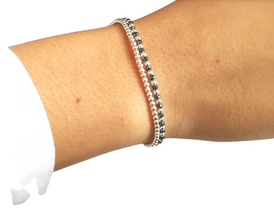 Lot de trois bracelets en perles argent 925 élastique
