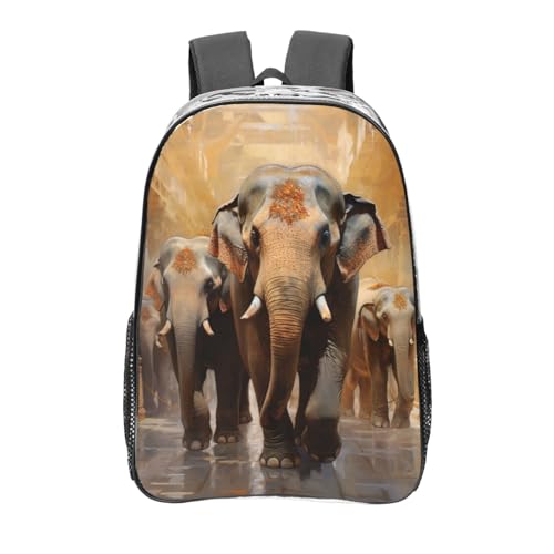 Sac à dos transparent grand format léger motif éléphant école étudiant travail
