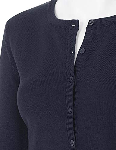 Image of Women's 3 /4 Sleeve Crew Neck Button Down Stretch Knit Cardigan Sweater (S-3XL)