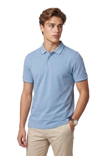 Image of Peter England Men's Premium Branded Regular Fit Half Sleeve Polo T-Shirt | Cotton Rich | Birds Eye Interlock Weave| No Pocket