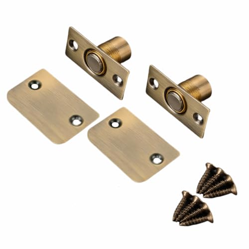 BE-TOOL 2PCS Closet Magnetic Catch Include Fastening Screws, Upgraded Roller Door Latch Replacement for Uneven Doors, Strong Holding Force (Bronze)
