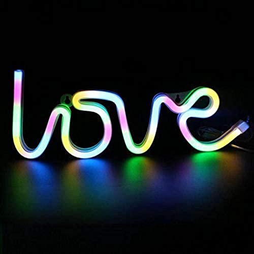 Image of Love Neon Sign LED Lights USB and Battery Powered for Bedroom Wall Decor Light, Kids Room Decor,Girls, Living Room, Home Decoration, Partys Light (Love Neon Multi)