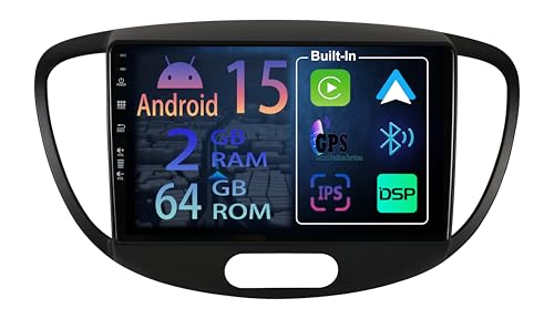 Autoradio Android 15 pour Hyundai i10 2007-2013 avec écran tactile 9 pouces