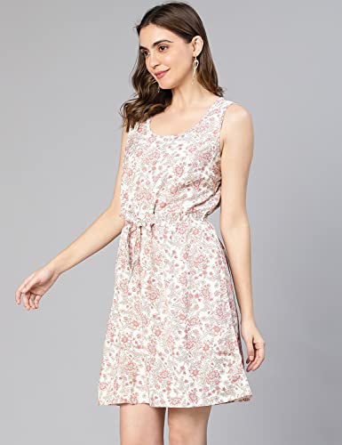 Image of oxolloxo Women Floral Print Elasticated & Tie-Knotted Dress