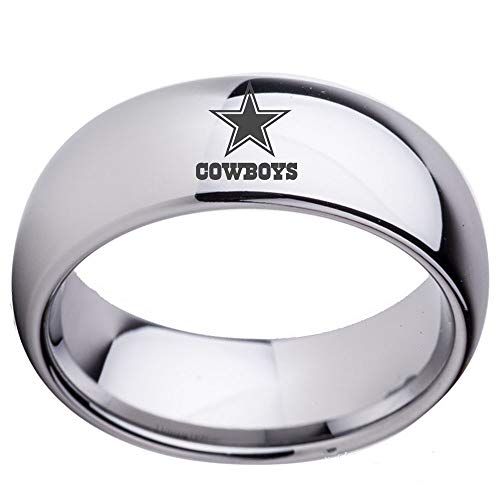 FlyStarJewelry Silver Arc Dallas Titanium Steel Rings for Men Women Couple Wedding Engagement Promise Band (7)