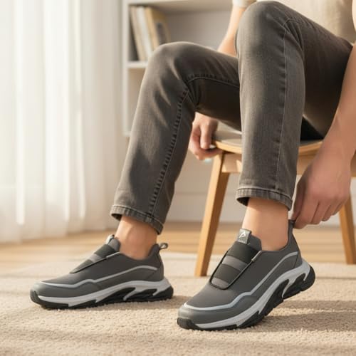 Image of Impakto IronHike Outdoor Shoes for Men | Cushioned Insole | Anti Skid Sole for All-Terrain | Lightweight Slip-in Fit System Casual Shoes for Walking, Gym & Casual Outings