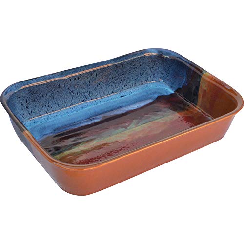 ALWAYS AZUL POTTERY Lasagna Pan in Azulscape Glaze - Handmade Ceramic Pottery Bakeware - Traditional Versatile Pan for Delicious Recipes and Easy Cleanup - Baking Dish for Lasagna, Casseroles,and More