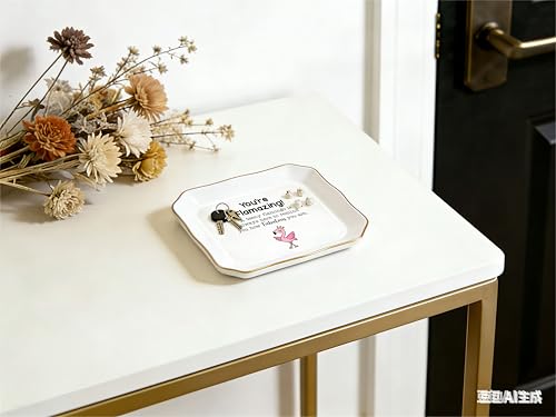 Titanape Valentine's Day Flamingo Jewellery Dish Gift for Her, Ceramic Trinket Tray Unique Inspirational Christmas Birthday Gifts for Friend, Girl, Sister, Wife, You're Flamazing Gifts for Women - Image 7