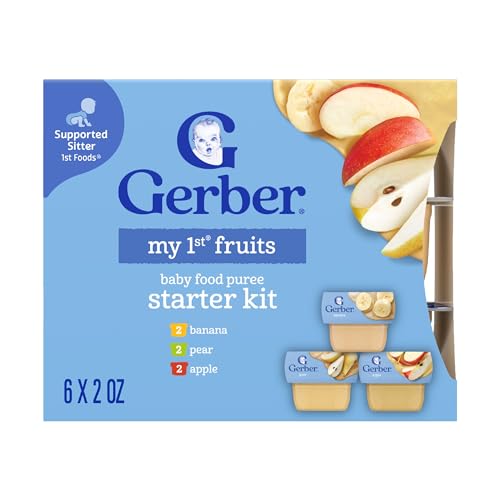 Gerber My 1st Fruits Starter Kit, Banana, Pear & Apple Puree, 2 Ounce Tubs, 2-Pack (Set of 6)