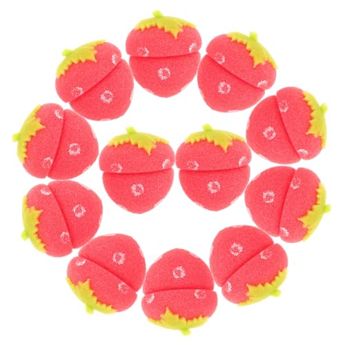 HAKIDZEL 12Pcs Strawberry Shaped Sponge Hair Curlers Set for Natural Curls Soft Rollers for All Hair Types No Damage While Sleeping Easy to Use with Blow Dryer Overnight