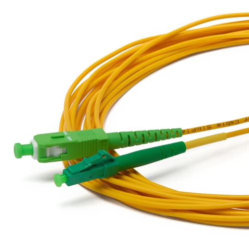 trueCABLE LC to SC OS2 Fiber Patch Cable, 3m (9.84ft), APC Polish, 200GB Singlemode (SM) Simplex 9/125um, Riser Rated (OFNR), UL Listed, Replacement Internet Fiber Cable, 1pc, Yellow