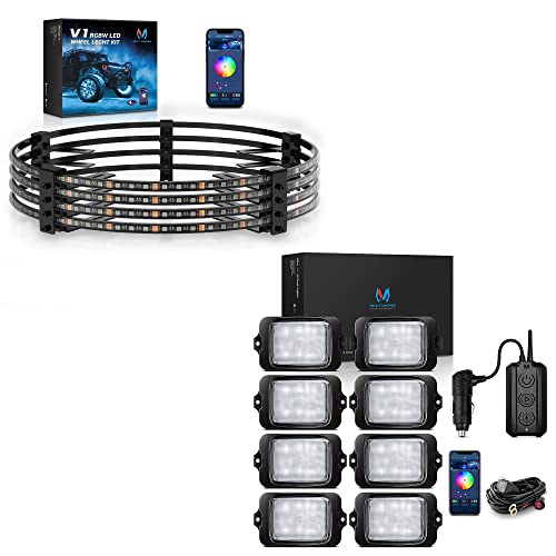 Mictuning C3 8 Pods Rgbw Lights Kit Plus With 15.5" Rgbw Wheel Ring Lihgts Kit, App Control Music Sync Mode #TOP6