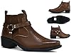 Men’s Cowboy – Black Leather Harness Ankle Boots for Men – Western Biker Motorcycle Riding Shoes – Stylish Horse Riding & Casual Footwear UK #4