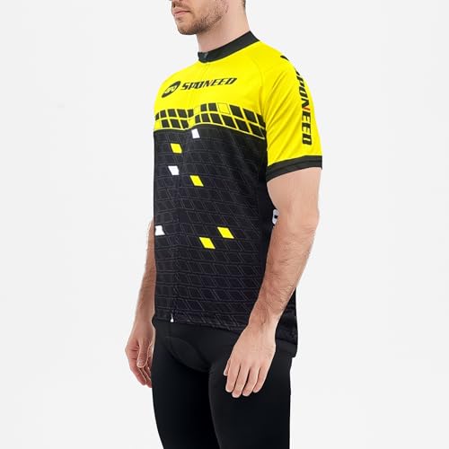 sponeed Shirts for Men Cycling Clothes Bicycle Wear Tops L US Yellow Multi