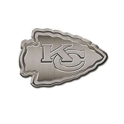 Rico Industries NFL Kansas City Chiefs Antique Auto Emblem Antique Nickel Auto Emblem for Car/Truck/SUV
