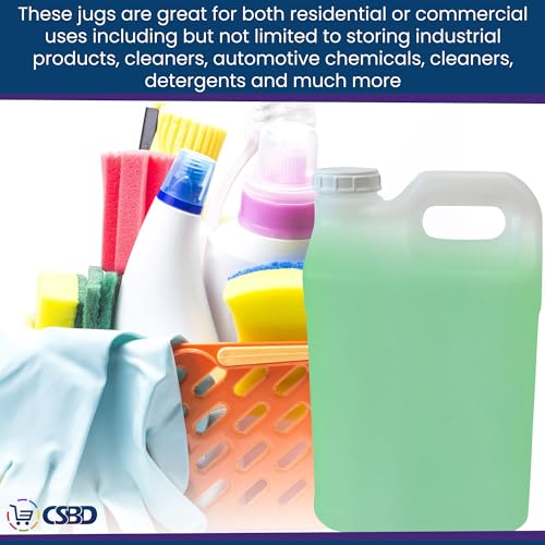 CSBD F-Style Plastic Jug with Child Resistant Lid, Storage Containers with Ergonomic Handle, HDPE Construction for Residential or Commercial Use (2.5 Gallon, Natural)