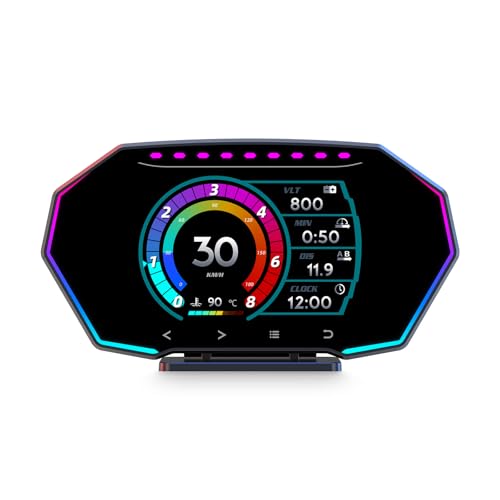 MH Heads Up Display OBD2+GPS Dual System Car HUD Display, OBD2 Gauge Display, Digital Speedometer MPH Driving Overspeed Alarm Trip/Water Temperature/Fuel Consumption for All Vehicle