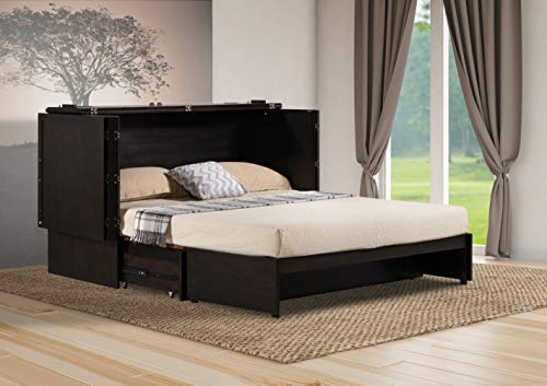 Emurphybed Daily Delight Murphy Cabinet Chest Bed With Charging Station & 8 Inch Memory Foam Mattress, Queen (Java) #TOP2