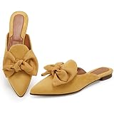 Rilista Flat Mules for Women Closed Pointed Toe Backless Mule Sandals Comfortable Slides Mules Shoes