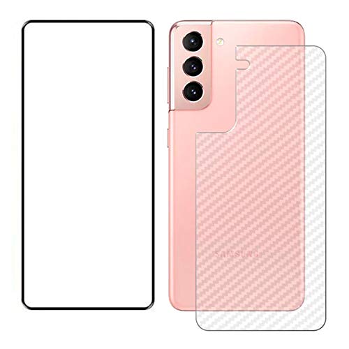Película 5D Nano Flexível Cerâmica + Película Traseira Fibra Carbono Galaxy S21+ S21 S21 Ultra (Gala