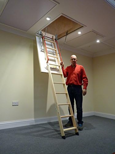 Deluxe Wooden Loft Ladder with Twin Handrails - Frame 1100 x 700mm - Floor to ceiling heights up to 2.8m - Free Next Working Day Delivery!
