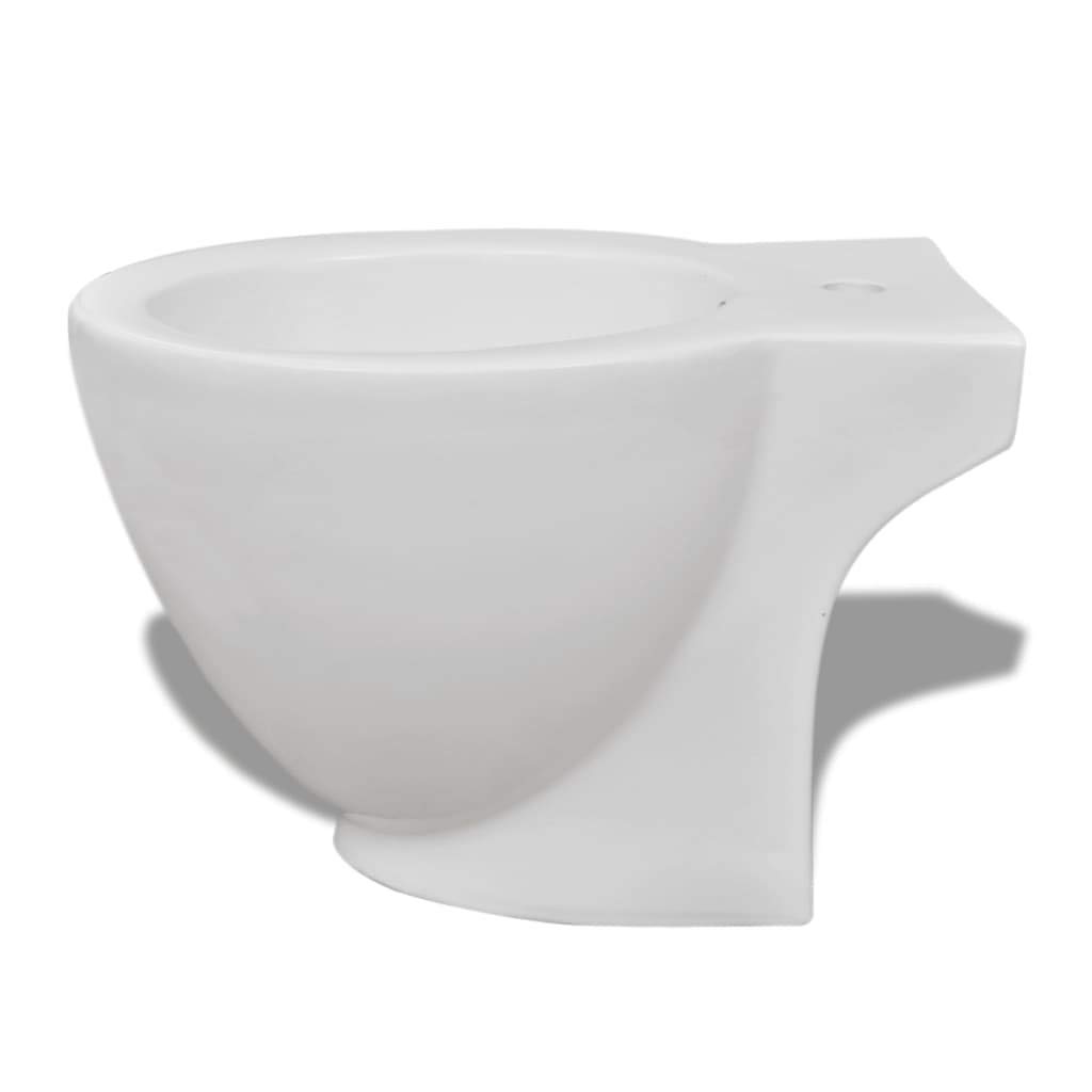 vidaXL Bidet Rond à Poser Céramique Sanitaire Blanc Toilette Cuvette Siège WC