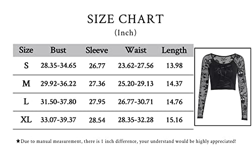 Skull tees for Women,Womens Gothic Crop Tops Mesh Short Sleeve Punk Alt Shirt Grunge Harajuku Emo Tops with Bandage-Halloween Shirt - Image 3